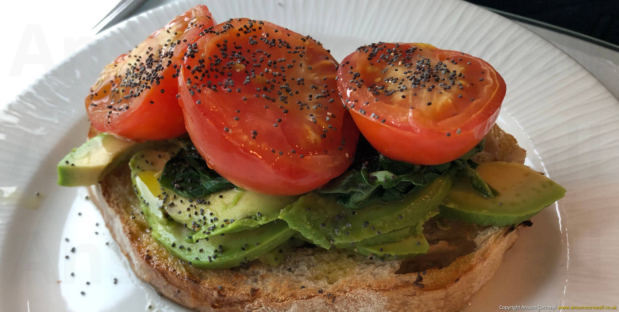 Tomatoes and Avocado on toast at Trelawny Garden Centre
